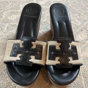 Tory Burch Canvas Wooden Slides